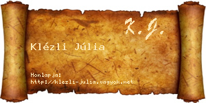 Klézli Júlia névjegykártya